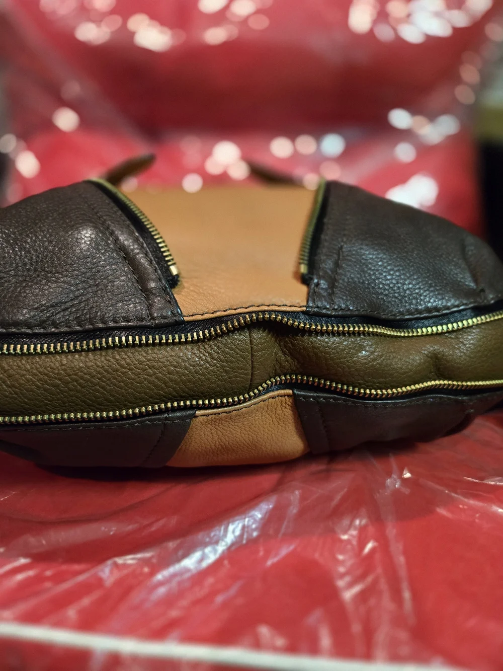 OryAnY Color Block Tan, Brown and Black Leather Shoulder/Crossbody/Hobo Bag. EUC